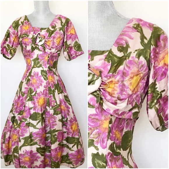 1950s 50s Vintage 2-Piece Floral Dress from Berlin - Picture 3 of 16